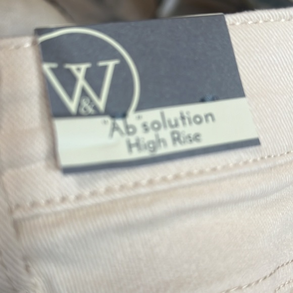 #54 ☑️Wit & Wisdom ECRU High Rise Frayed eyelash hem Wide Leg Flare Ankle Jeans - Picture 7 of 9